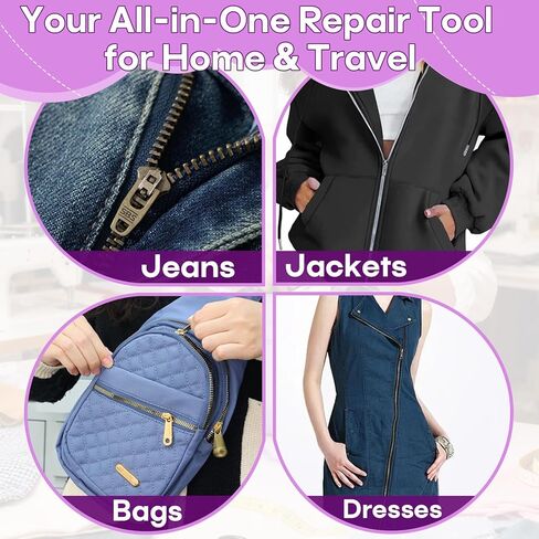 3-Prong Zipper Jig Tool Gypsy Purple Ergonomic Zipper Fastener - Portable Durable Sewing Accessory for Smooth Installation & Repair of Size 3/5 Zippers on Clothing Bags in Kuwait