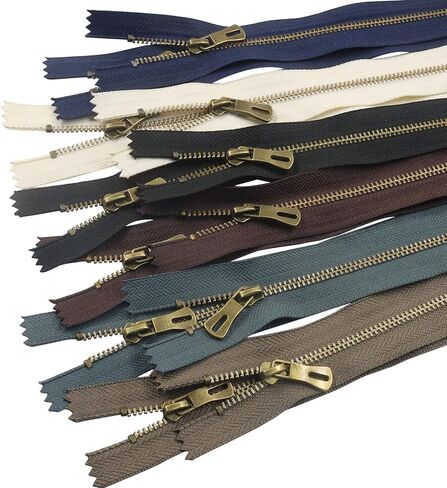 BokWin #3 Metal Zippers, 12 Pack 12 Inch (30cm) Antique Brass Close End Non-Separating Zippers, 6 Assorted Colors for DIY Sewing Crafts, Bags, Purses, Handbags, Clothes in Saudi Arabia