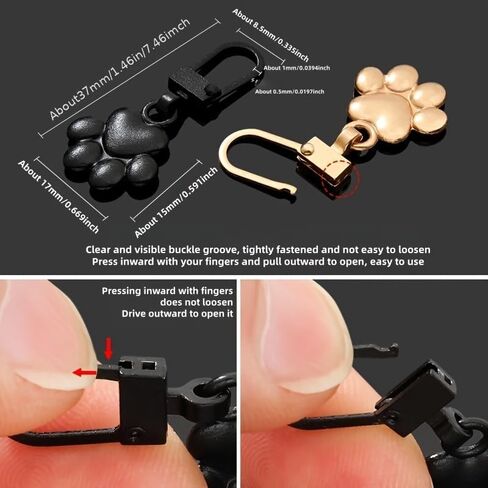 Cat Paw Metal Zipper Pulls 5-Pack – Detachable Alloy Zipper Puller for Bags, Clothes & DIY Repair (One of Each of The Five Colors) in Saudi Arabia