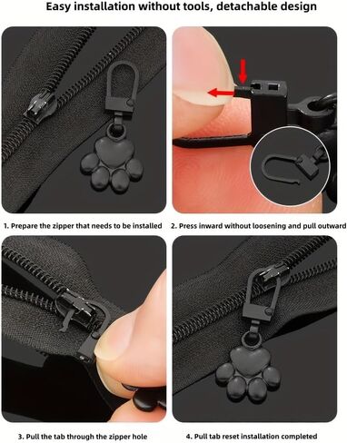 Cat Paw Metal Zipper Pulls 5-Pack – Detachable Alloy Zipper Puller for Bags, Clothes & DIY Repair (One of Each of The Five Colors) in Saudi Arabia