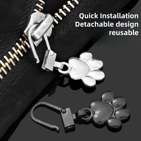 Cat Paw Metal Zipper Pulls 5-Pack – Detachable Alloy Zipper Puller for Bags, Clothes & DIY Repair (One of Each of The Five Colors) in Saudi Arabia
