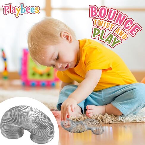 ألعاب المشي الربيعية ذات الملف المعدني من بلاي بيز - 4 عبوات - جائزة مبتكرة مثالية ومفضلة للحفلات للأطفال والمراهقين والبالغين - لعبة الفصول الدراسية والألعاب وأنشطة السفر - 5 سم in Kuwait