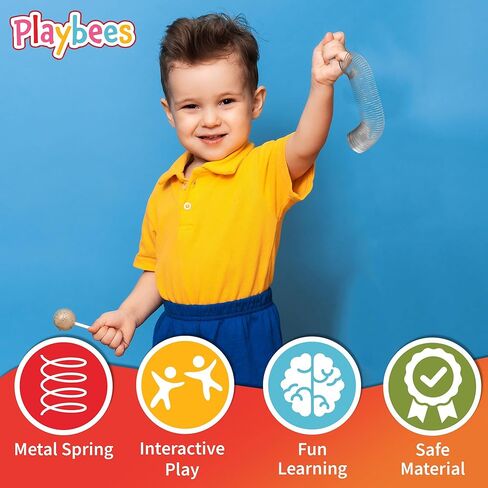 ألعاب المشي الربيعية ذات الملف المعدني من بلاي بيز - 4 عبوات - جائزة مبتكرة مثالية ومفضلة للحفلات للأطفال والمراهقين والبالغين - لعبة الفصول الدراسية والألعاب وأنشطة السفر - 5 سم in Kuwait