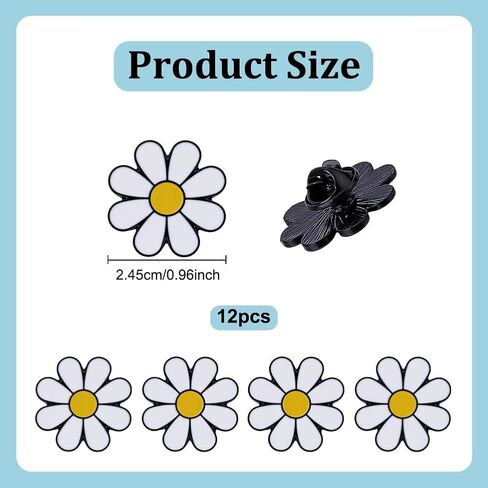 PH PandaHall 12pcs Daisy Lapel Pins Flower Brooch Pins White Daisy Award Flower Enamel Lapel Pin Sunflower Safety Push Pin Buckle for Women Dress Shirt Hat Cardigan Sweater Bag Accessories in Saudi Arabia
