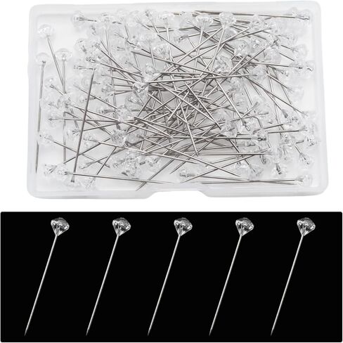 100 Pcs Diamond Pins 2.5 Inch Clear Straight Rhinestone Pins for Bouquet Crafts Sewing DIY in Kuwait