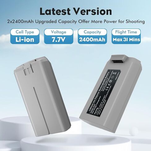 Intelligent Battery 2400mAh(2-Pack) with Bi-Directional Fast Charger for DJI Mini 4K/Mini2/Mini 2 SE/Mini SE - High Capacity Li-ion Batteries with Overheat Protection,31 Mins Flight Time in Saudi Arabia