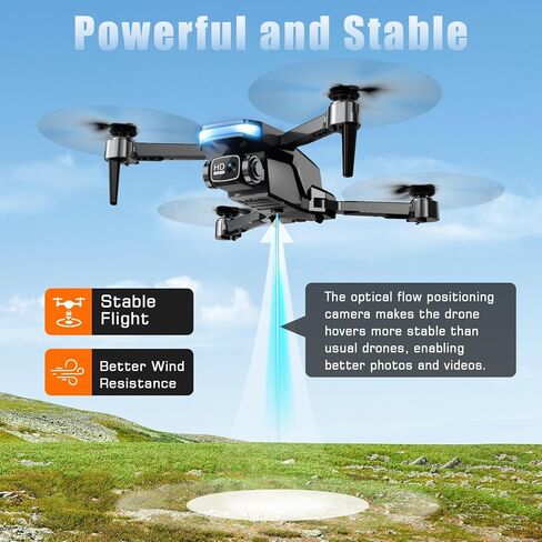 طائرة بدون طيار مع كاميرا، طائرة بدون طيار 1080 بكسل FPV قابلة للطي مع تثبيت ارتفاع ثابت، تحكم في الجاذبية، طيران المسار، عدسة قابلة للتعديل 90 درجة، مفتاح واحد للإقلاع، بطاريتان، لعبة طائرة بدون طيار RAGPIP X66 للأطفال البالغين المبتدئين in Kuwait