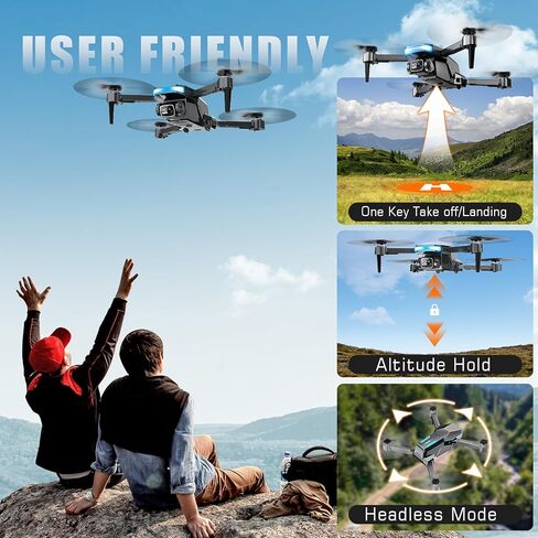 طائرة بدون طيار مع كاميرا، طائرة بدون طيار 1080 بكسل FPV قابلة للطي مع تثبيت ارتفاع ثابت، تحكم في الجاذبية، طيران المسار، عدسة قابلة للتعديل 90 درجة، مفتاح واحد للإقلاع، بطاريتان، لعبة طائرة بدون طيار RAGPIP X66 للأطفال البالغين المبتدئين in Kuwait