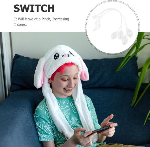 Milisten 8pcs Bunny Ear Moving 19'' Transparent Air Pump Hat Supplies for Plush Toys, Cosplay Costumes, Moving Ears with Squeeze Activation in Saudi Arabia
