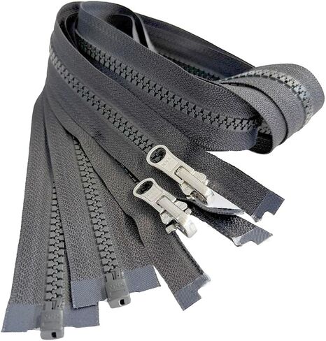 2pcs YKK #5 Molded Plastic Reversible Slider Inside/Outside Medium Weight Sport Jacket Zipper Separating Aluminum Pull Color Very Dark Grey #Y0004W - Choose Length (Very Dark Grey #Y0004W, 29" Inches) in Saudi Arabia