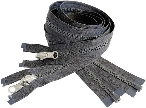 2pcs YKK #5 Molded Plastic Reversible Slider Inside/Outside Medium Weight Sport Jacket Zipper Separating Aluminum Pull Color Very Dark Grey #Y0004W - Choose Length (Very Dark Grey #Y0004W, 29" Inches) in Saudi Arabia