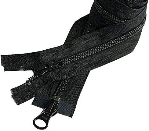 #5 Nylon Coil Black YKK Jacket 2-Way Separating Zipper - Choose Your Length - Color: Black - Made in The United States (1 Zipper Per Pack) (48" Inches) in Saudi Arabia