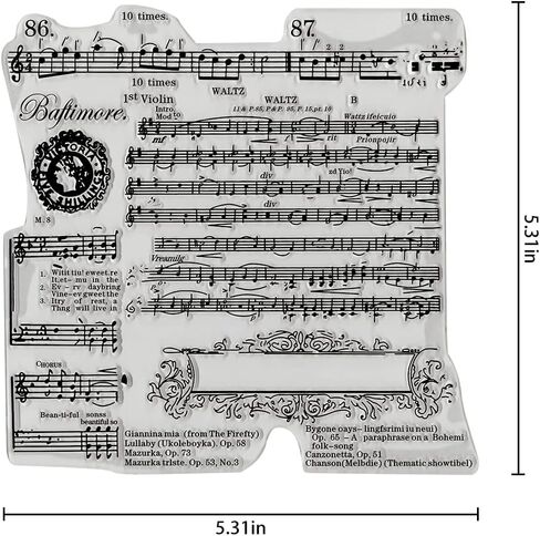 Music Note Clear Stamps for Card Making, Flower Frame Clear Rubber Stamps Music Song Words for Holiday Card Making Decor DIY Scrapbooking Transparent Album Decor Paper Craft in Saudi Arabia
