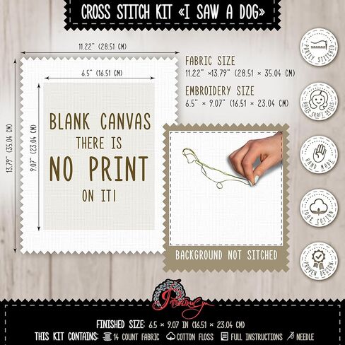 Povitrulya Cross Stitch Kit “Sorry I’m Late, I Saw a Dog" – Funny Counted Cross Stitch for Adults, Cute Puppy Design, DIY Embroidery Set, Craft Gift for Dog Lovers, 16ct Aida in Saudi Arabia
