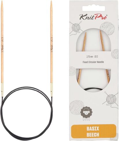 KnitPro Basix Beech Fixed Circular Needles 24" (60cm) | US Size 8 (5mm) in Saudi Arabia