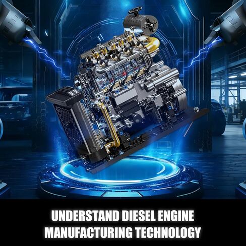 Diesel Engine Model Kit That Runs for Adults, MOC Mini Inline 4-Cylinder Diesel Engine Building Set with Motor, Compatible with Lego, Mechanical Engineering STEM Toy for Teens (1029 PCS) in Saudi Arabia