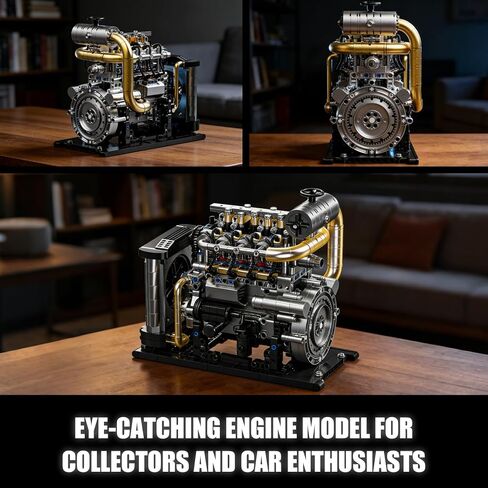 Diesel Engine Model Kit That Runs for Adults, MOC Mini Inline 4-Cylinder Diesel Engine Building Set with Motor, Compatible with Lego, Mechanical Engineering STEM Toy for Teens (1029 PCS) in Saudi Arabia