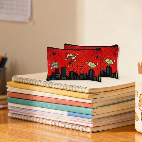 10pcs Spider Theme Cartoon Pencil Case for School Supplies, Large Capacity Canvas Spider Pencil Pouch Cartoon Bags for Party Celebration & Stationery Storage in Saudi Arabia