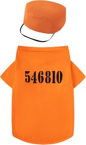 Pet Halloween Costume Dog Prisoner Costumes Role Play Prison Clothes (Orange, Medium) in Saudi Arabia
