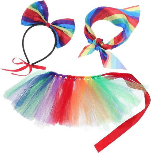 jojofuny Rainbow Pet Costume Set with Headband Scarf and Tutu Skirt Lightweight Dog Outfit for Small Dogs Pride Month Party Accessories in Saudi Arabia