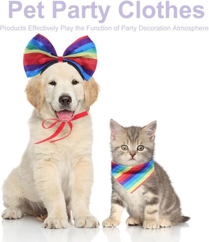 jojofuny Rainbow Pet Costume Set with Headband Scarf and Tutu Skirt Lightweight Dog Outfit for Small Dogs Pride Month Party Accessories in Saudi Arabia