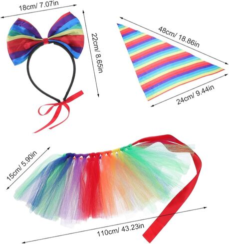 jojofuny Rainbow Pet Costume Set with Headband Scarf and Tutu Skirt Lightweight Dog Outfit for Small Dogs Pride Month Party Accessories in Saudi Arabia