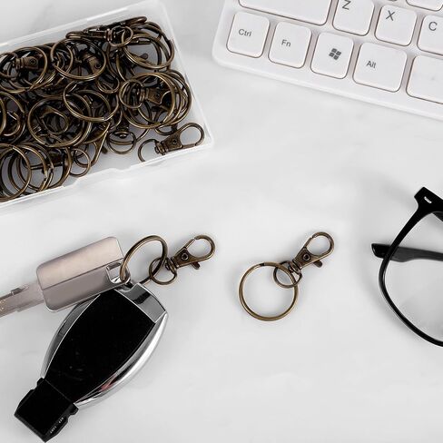 60 PCS in 30 Sets Swivel Snap Hooks with Key Rings, Metal Swivel Lobster Claw Clasps Brass Keychain Clasp Metal Key Chain Clip Hooks for Keychain Bracelet Jewelry Making Crafts (Bronze) in Saudi Arabia