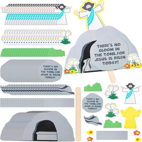 24 Pcs Jesus is Risen Pop up Crafts Kit Kids Easter Religious Christian Cutouts Sunday School Crafts Kits with Glue Points for Vbs DIY Home Class Activities Party Supplies in Saudi Arabia
