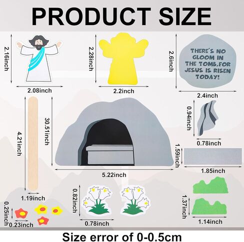 24 Pcs Jesus is Risen Pop up Crafts Kit Kids Easter Religious Christian Cutouts Sunday School Crafts Kits with Glue Points for Vbs DIY Home Class Activities Party Supplies in Saudi Arabia