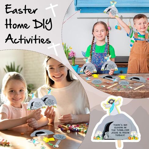 24 Pcs Jesus is Risen Pop up Crafts Kit Kids Easter Religious Christian Cutouts Sunday School Crafts Kits with Glue Points for Vbs DIY Home Class Activities Party Supplies in Saudi Arabia
