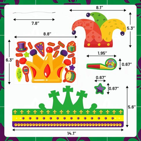 Fancy Land Mardi Gras Crown Craft Kits for Kids DIY Carnival Party Paper Hats for Masquerade Accessories Classroom Birthday Activities 24 Pack in Saudi Arabia