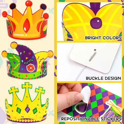 Fancy Land Mardi Gras Crown Craft Kits for Kids DIY Carnival Party Paper Hats for Masquerade Accessories Classroom Birthday Activities 24 Pack in Saudi Arabia