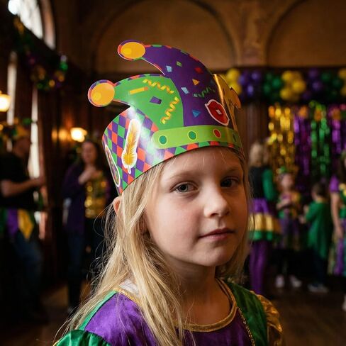 Fancy Land Mardi Gras Crown Craft Kits for Kids DIY Carnival Party Paper Hats for Masquerade Accessories Classroom Birthday Activities 24 Pack in Saudi Arabia