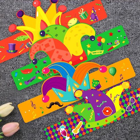 Fancy Land Mardi Gras Crown Craft Kits for Kids DIY Carnival Party Paper Hats for Masquerade Accessories Classroom Birthday Activities 24 Pack in Saudi Arabia