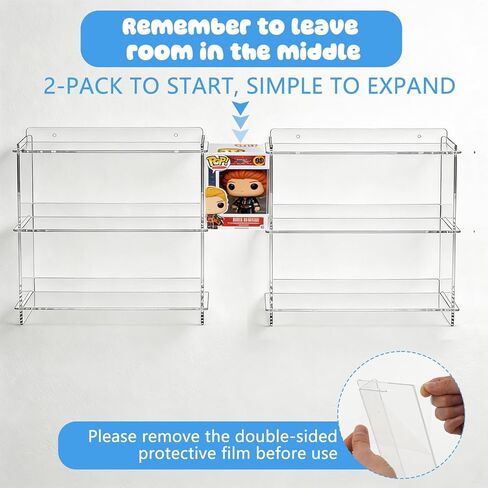 2 قطعة من أرفف عرض الحائط المتوافقة مع 21 Funko Pop in Box أرفف عرض عائمة من الأكريليك ورف عرض متدرج شفاف للمقتنيات، حامل شخصية عمل قابل للتكديس لحالة عرض الأشكال المعبأة in Saudi Arabia