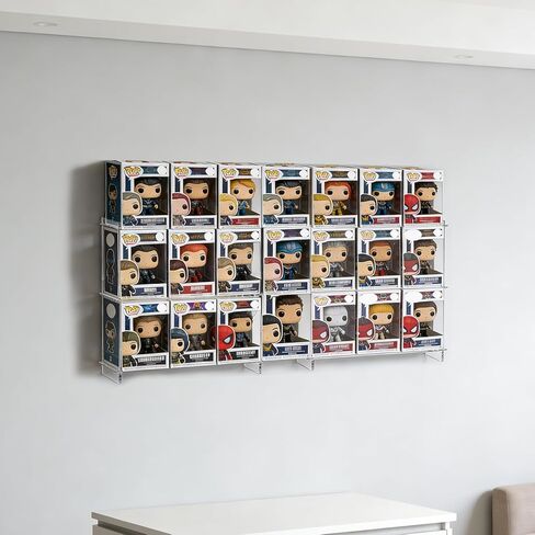 2 قطعة من أرفف عرض الحائط المتوافقة مع 21 Funko Pop in Box أرفف عرض عائمة من الأكريليك ورف عرض متدرج شفاف للمقتنيات، حامل شخصية عمل قابل للتكديس لحالة عرض الأشكال المعبأة in Saudi Arabia