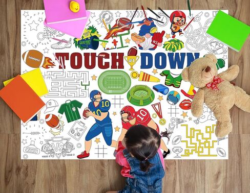 HOWAF Football Coloring Poster with 24 (12 Colors) Paint Pens, Touch Down Football Giant Coloring Poster Game Tablecloth Banner for Football Birthday Gift Party Supplies Classroom Art Craft Suppiles in Saudi Arabia