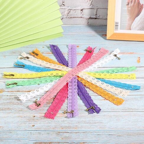 10PCS 30cm Zippers for Sewing, Crochet Zipper with Holes Decorative Zippers Nylon Coil Zipper Repair Kit for Sewing Dress Tailor Craft Bed Bag in Saudi Arabia