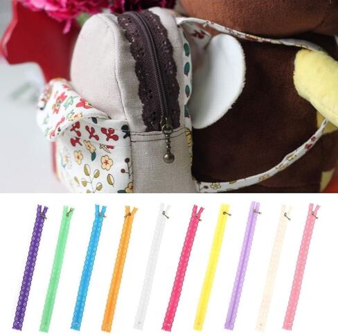 10PCS 30cm Zippers for Sewing, Crochet Zipper with Holes Decorative Zippers Nylon Coil Zipper Repair Kit for Sewing Dress Tailor Craft Bed Bag in Saudi Arabia