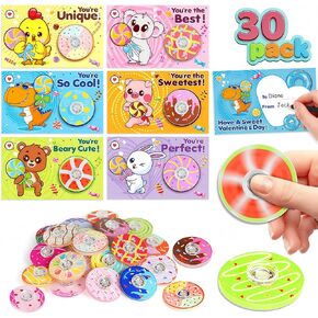 Valentines Day Cards for Kids School, 30 Pack Donut Fidget Spinners Toys with Valentines Cards, Valentines Day Gifts for Kids Classroom, Valentine's Party Favors, Valentine's Prizes for Boys Girls in Saudi Arabia