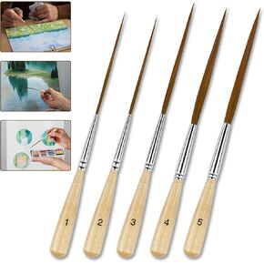 5 قطع من فرش تحديد العيون الطويلة - فرش طلاء بتفاصيل شعر أذن الثور ذات نقاط رفيعة طويلة جدًا | مقلمة، مخطط التمرير للألوان المائية والأكريليك والزيت والفنانين المحترفين in Kuwait