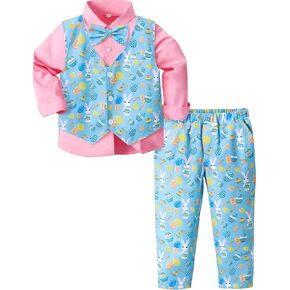 A&J DESIGN Baby Toddler Boys Gentleman Suit Set, 3pcs Outfits Shirts & Vest & Pants in Kuwait
