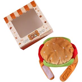 همبرغر الكلب زي الحيوانات الأليفة، مضحك همبرغر فرايز قبعة الكلب حفلة عيد الميلاد، الزخرفية فرايز قبعة لينة جرو الأذن واقية القبعات تنفس أفخم قبعة الصورة in Kuwait