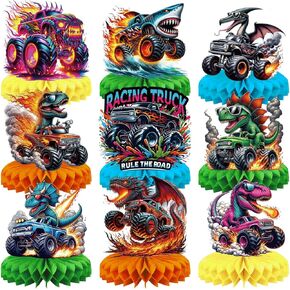 Dinosaur Truck Table Decorations Vehicle Honeycomb Centerpiece 9 Designs Car Tabletop Centerpiece Ornament for Birthday Home Party Table Decor in Saudi Arabia