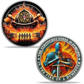 BHealthLife Flame Knight Firefighter Challenge Coin - Firefighting Flame Axe Memorial Coin for Men Dad Brother - Thank You for Your Service Gifts for Fireman Fire Department in Saudi Arabia