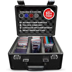 EVORETRO Graded Card Case Storage Box - PSA Slab Case Holds up to 90 PSA Cards Also Fits Top Loaders, BGS, CSG, One Touch, Sports & Trading Cards - 3 Rows Graded Card Storage Box with TSA Lock (Black) in Kuwait