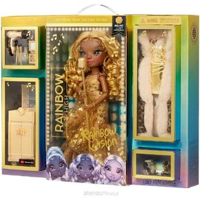 Rainbow High Rainbow Vision Rainbow Divas- Meline Luxe (Gold Yellow) Posable Fashion Doll with 2 Designer Outfits to Mix & Match + Vanity Playset, Great Toy Gift for Kids 6-12 Years Old & Collectors in Kuwait