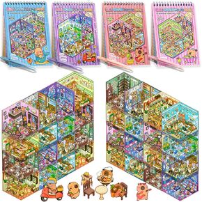Sticker Book 4-Pack DIY 3D Scene Activity Set for Kids & Teens with 32 Unique Reusable Waterproof PET Sticker Scenes, Creative Craft Fun for Parties & Gifts in Saudi Arabia
