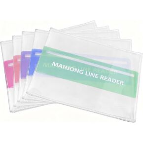 5 Sets Mahjong Card Sleeve Positioning Set, Including 5 Pcs Transparent Protective Sleeves and 5 Pcs Line Finders for Card Protection and to Quickly Identify Winning Numbers, Easy to Fold in Kuwait