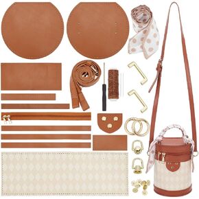 WADORN DIY PU Leather Crossbody Bag Making Kit, Shoulder Bucket Bag Making Set for Purse DIY Making Handmade Stitch Leather Bag Making Materials for DIY Handbag Accessories Shoulder Bag Making, Sienna in Saudi Arabia